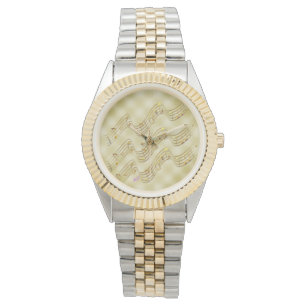 Montre Golden Music Notes Unisex Deux Tone Bracelet Montr
