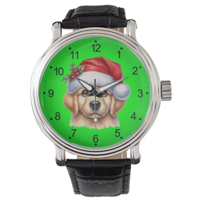 Montre Golden Retriever Chien avec le Père Noël Style-825 (devant)
