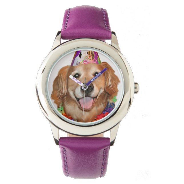 Montre Golden Retriever Joyeux anniversaire (devant)