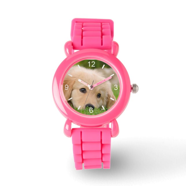 Montre Golden Retriever mignon chiot Dream fille cadran p (Recto)