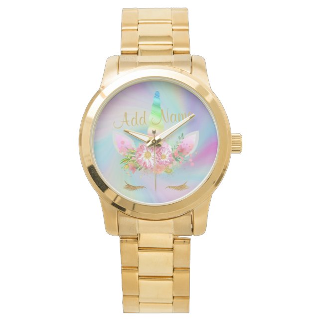 Montre Golden Unicorn Rainbow Gold Watch (devant)