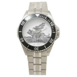 Montre Golem Gargoyle, design noir et blanc