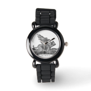 Montre Golem Gargoyle, design noir et blanc