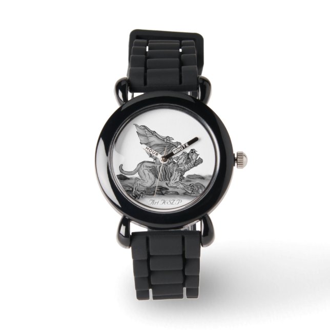 Montre Golem Gargoyle, design noir et blanc (Recto)