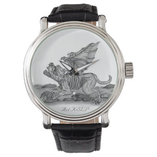 Montre Golem Gargoyle, design noir et blanc