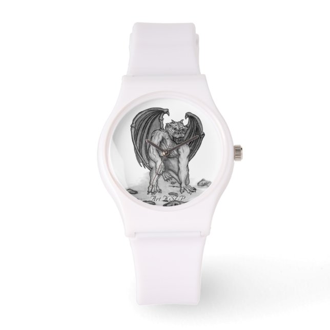Montre Golem Gargoyle, design noir et blanc (Recto)