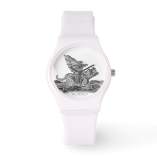 Montre Golem Gargoyle, design noir et blanc