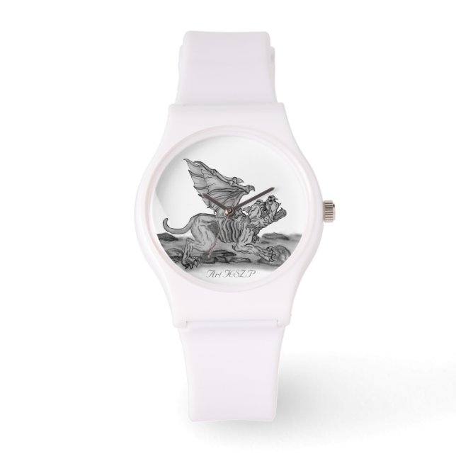 Montre Golem Gargoyle, design noir et blanc (Recto)