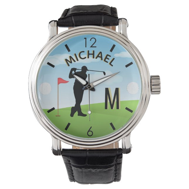 Montre Golf Course Nom personnalisé 3-D Monogramme (devant)