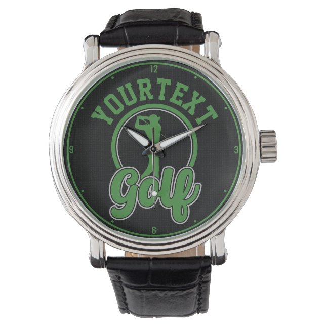Montre Golf personnalisé AJOUTER NOM Retro Pro Golfer Swi (devant)