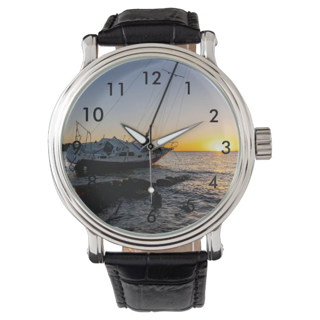 Montre Golfe Breeze Voilier Et Jetty Sunset Wrist Watch (devant)