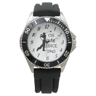Montre Golfer Par 80e Anniversaire Noir Golf Elégant Papa