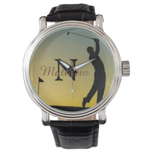 Montre Golfeur au coucher du soleil Personnalisé