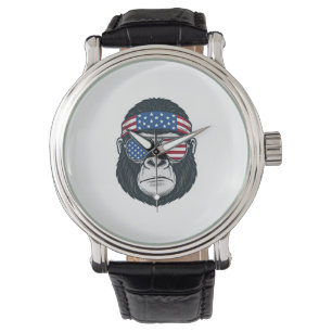 Montre Gorille Patriotique Gravure Vintage Vector_1