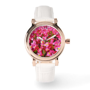 Montre Goutte de printemps : fleurs de bégonia rose,
