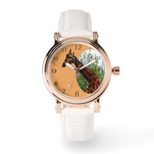 Montre "Grâce tropicale : Giraffe Popout Art avec Hibiscu