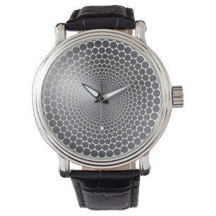 Montre Gradient d'angle d'illusion optique NOIR Argent/Bl