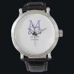 Montre Gradué ajouter nom monogramme violet simple m mini<br><div class="desc">belle conception</div>