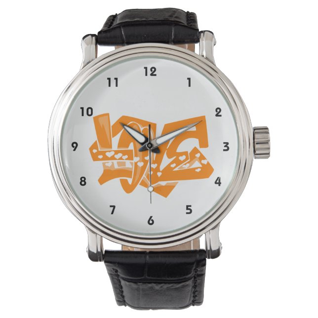 Montre Graffiti Orange Love (devant)