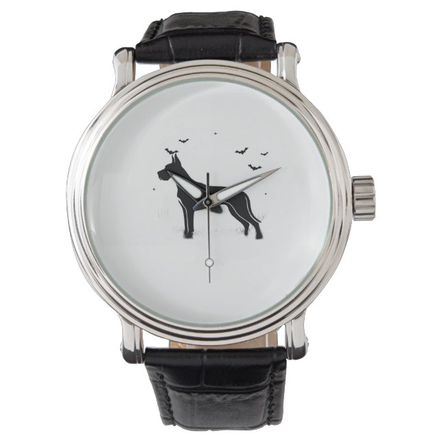 Montre Grand Chien Danois - Halloween Lune Silhouette Cla (devant)
