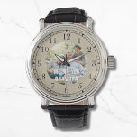 Montre Grand-père de photo moderne Script Coeur<br><div class="desc">Modern Photo Grandpa Script Heart Watches présente votre photo préférée avec le texte "We (heart) you Grandpa" dans une superposition moderne de typographie blanche. Personnalisez en modifiant le texte dans la zone de texte fournie. Conçu par ©Evco Studio www.zazzle.com/store/evcostudio</div>