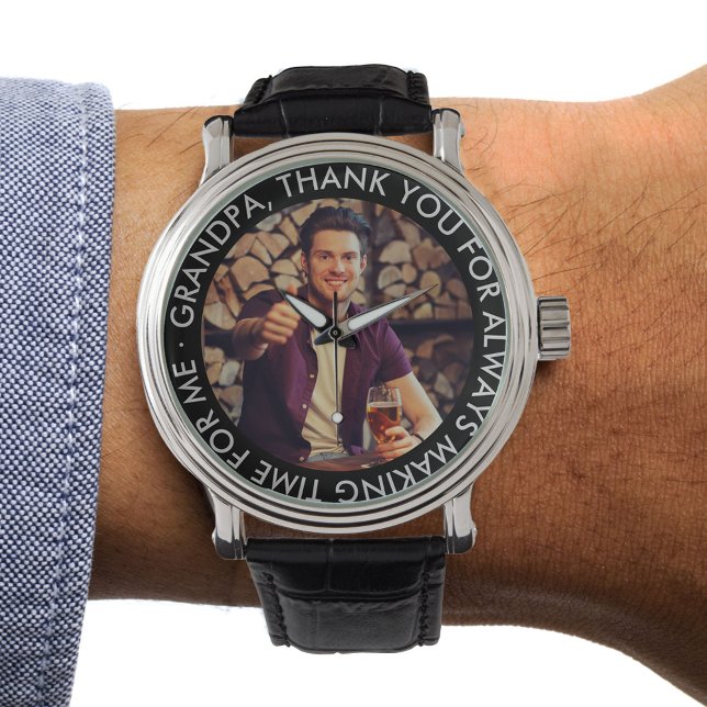 Montre Grand-père Merci personnalisé message et photo (Créateur téléchargé)