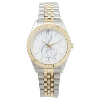 Montre grande clef de musique blanche