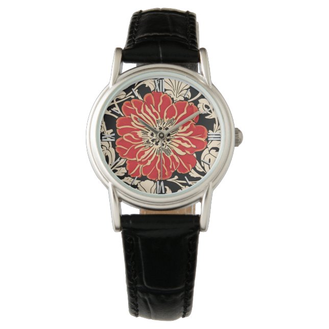 Montre Grande Fleur Rouge Art Nouveau (devant)