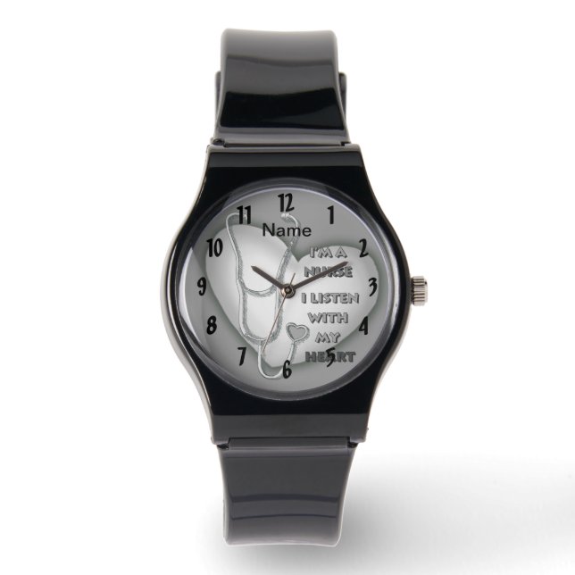 Montre Grande infirmière à cœur gris  (Recto)