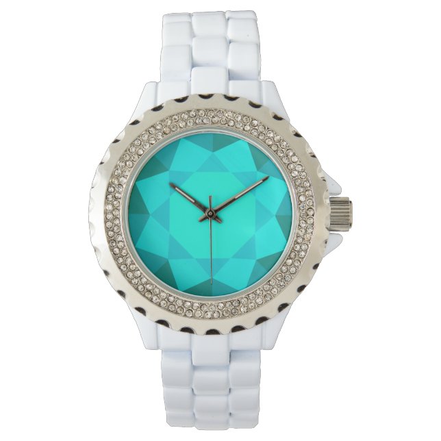 Montre Grande perle en faux aquamarine (devant)