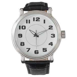 Montre Grands nombres noirs et blancs simples faciles à