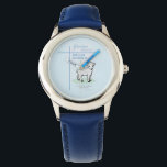 Montre Grandson Baptême Agneau Bleu Personnalisé<br><div class="desc">Laisse les petits enfants venir à moi. Voici une belle citation pour un baptême. C’est un jour spécial pour votre petit-fils et cet objet bleu clair avec un agneau blanc est doux pour féliciter et souhaiter la bénédiction de Dieu. Customisez avec son nom et la date à laquelle il est...</div>