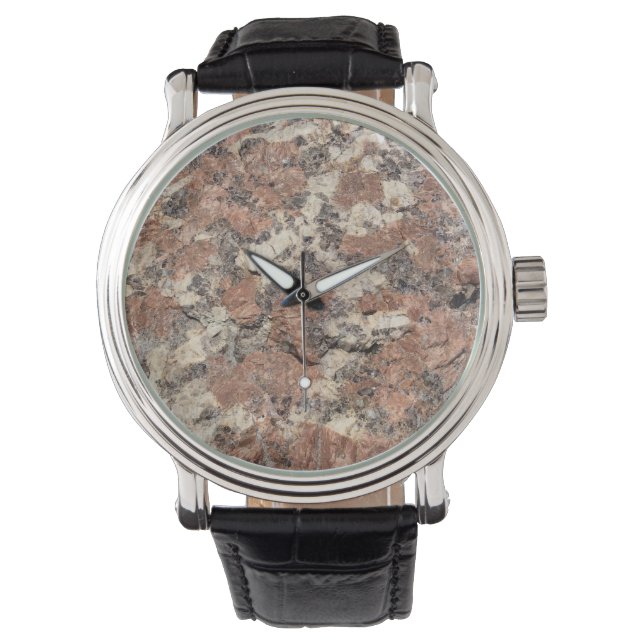 Montre Granite Rock Texture - Rose Black White - (devant)