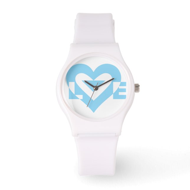 Montre Graphique d'amour cool, Bleu (Recto)
