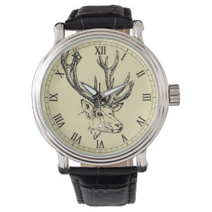 Montre Graphique d'illustration de la tête de cerf