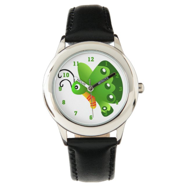 Montre graphique papillon vert (devant)