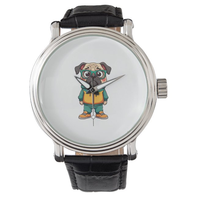 Montre Graphisme de mode de rue de dessin animé de chien  (devant)