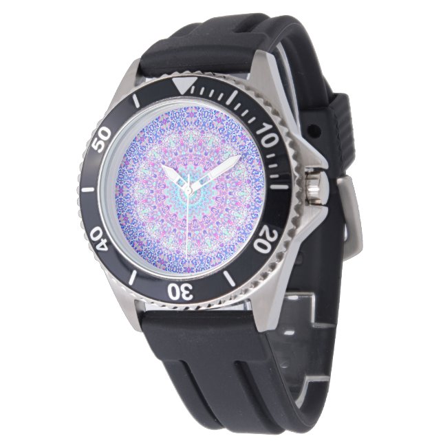 Montre Gras Coloré Eclectique Super Boho Hippie Mandala (Incliné)
