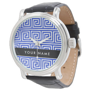 Montre Grec Meander Key Blue, Votre Nom, Personnaliser