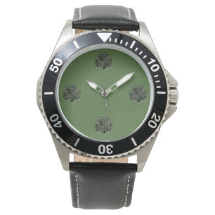 Montre Green grundge trendy man shamrock irlandais chance