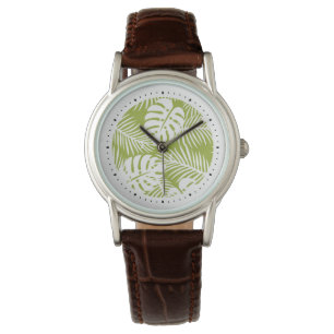 Montre Green Palm Feuille Rainforest Motif