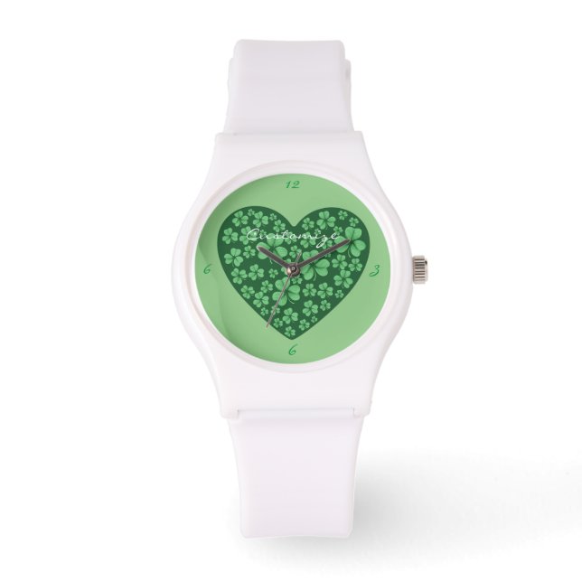 Montre Green Shamrock Heart St Patrick's Day (Recto)