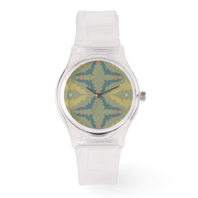 Montre Greenish Retro Vintage Pattern (Recto)