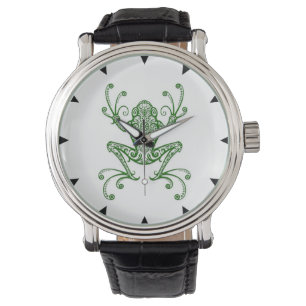Montre Grenouille d'arbre verte complexe sur le blanc
