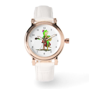 Montre Grenouille Jouant de la Guitare Regard Drôle