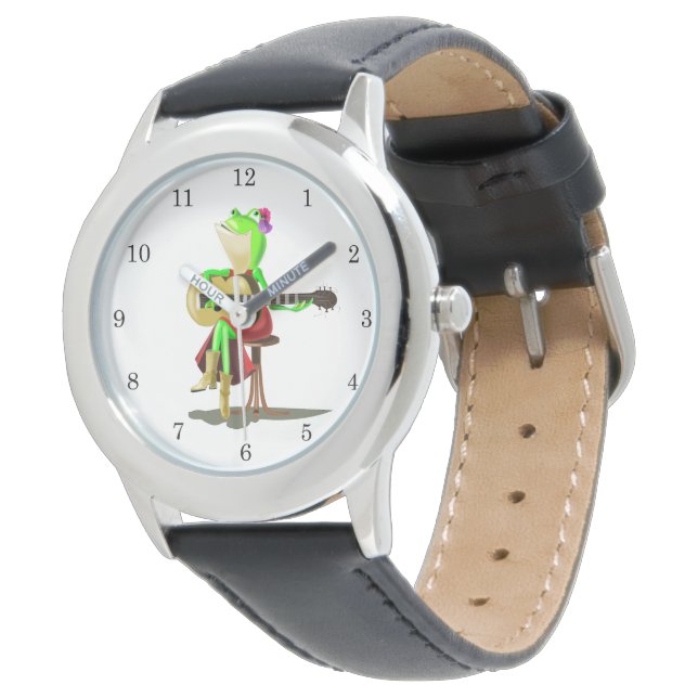 Montre Grenouille musicale Jouer Guitare Funny Watch (Incliné)