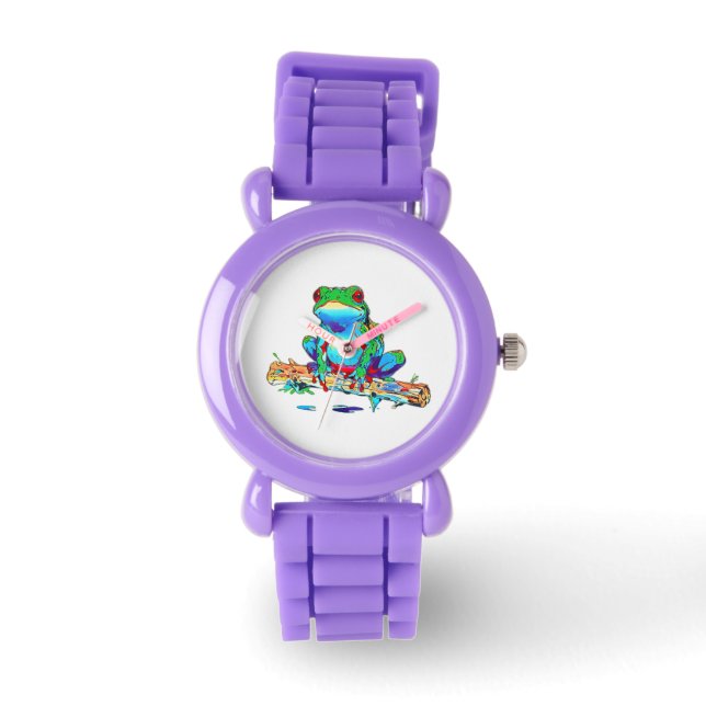 Montre Grenouille sur un rond - Cute Petit Arbre Frog (Recto)