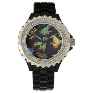 Montre Grenouilles sur noir
