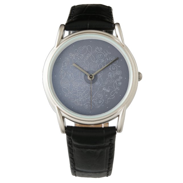 Montre greyish background and silver wire ornaments (devant)