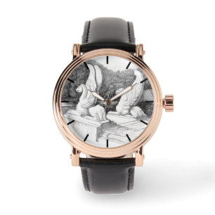 Montre Griffins sculpté crayon monochrome Art